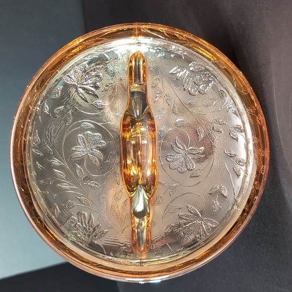 VTG,1950s Pair of Janette Glass Flora-Gold Candle Holders. - Picture 6 of 11